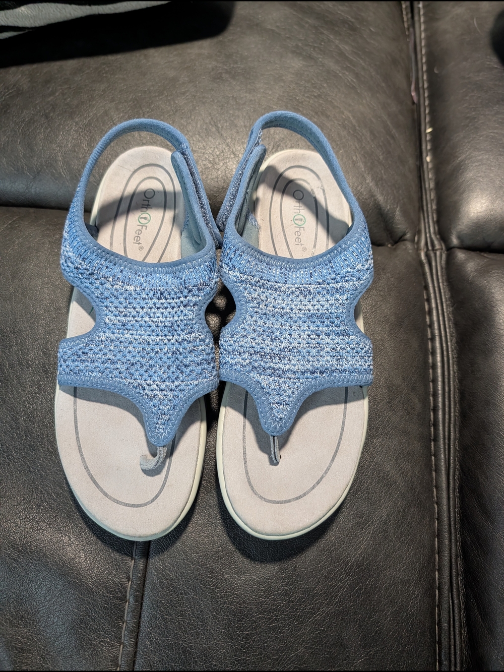 Orthofeet Comfort Knit Slingback Sandals — Blue